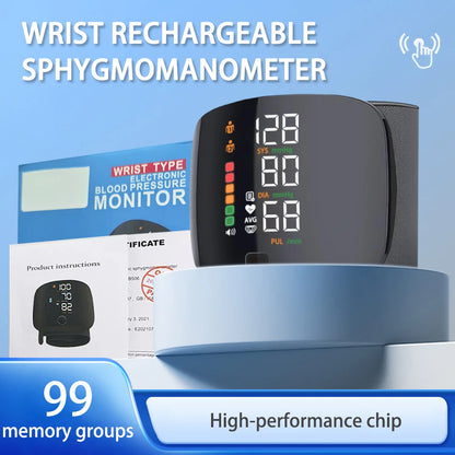 Digital wrist blood pressure monitor with rechargeable design and 99 memory groups by Zorelie.co