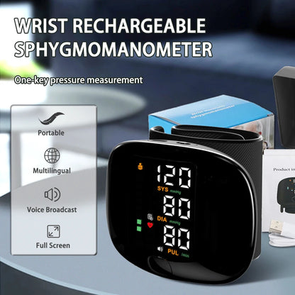 Zorelie.co digital wrist blood pressure monitor with rechargeable battery and clear LCD display
