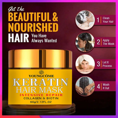 Zorelie.co keratin hair repair mask with collagen and biotin for beautiful and nourished hair