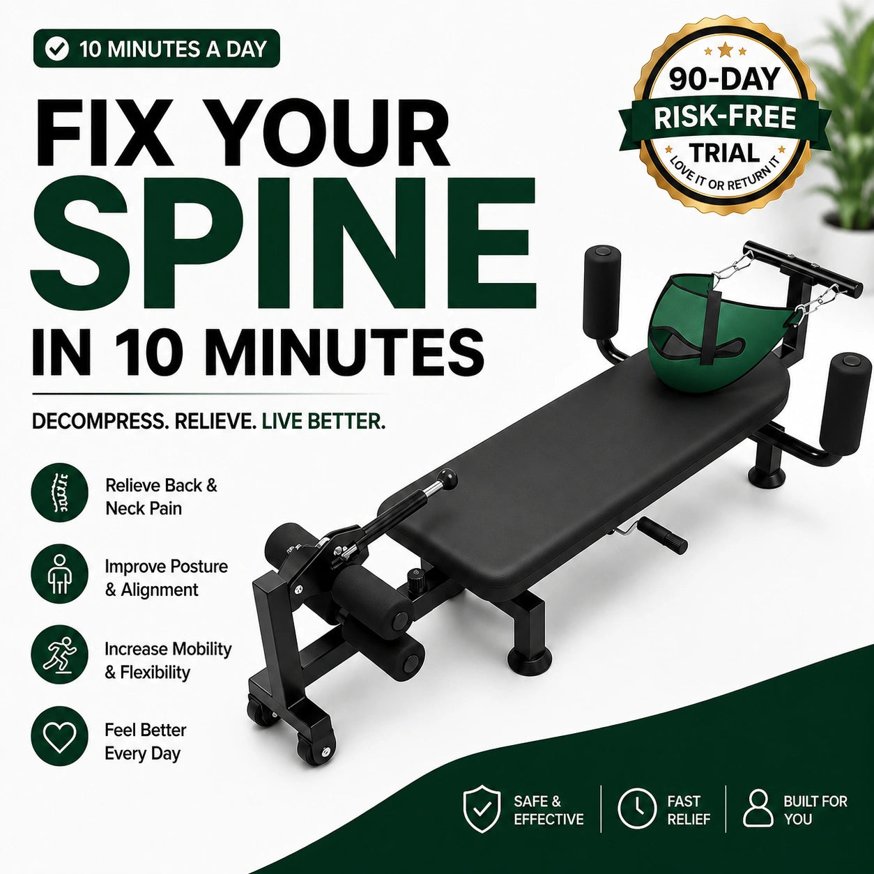 SpinoRelief™ Adjustable Home Stretching Bench