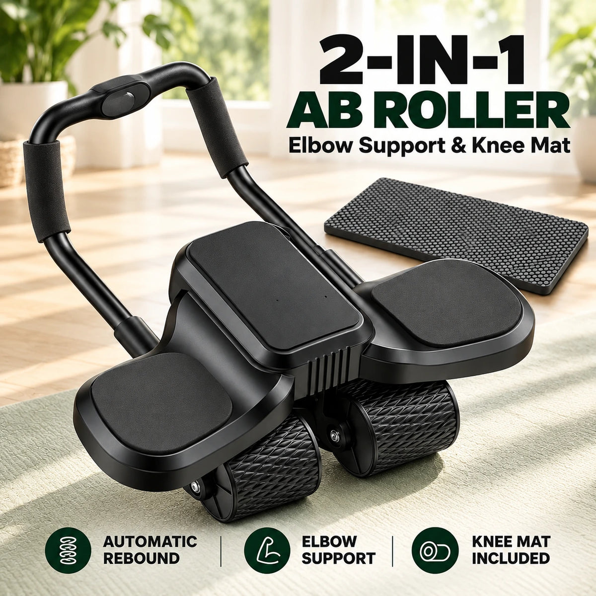 Zorelie 2-in-1 Ab Roller with elbow supports and included knee mat