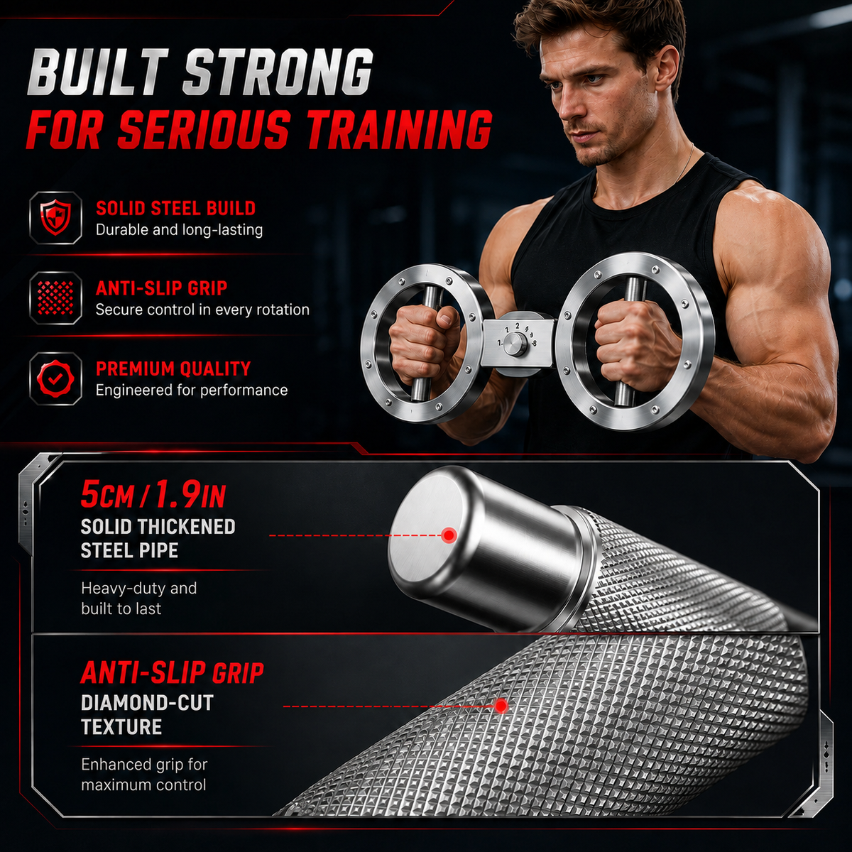Zorelie – Metal frame and textured grip detail