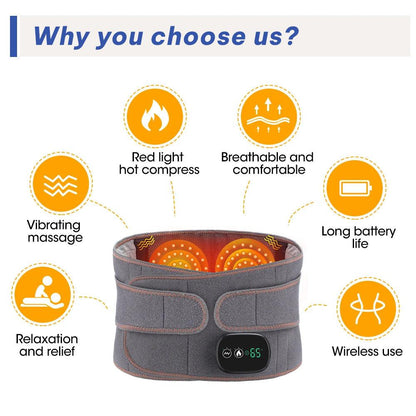 Zorelie thermal massage belt for back pain with red light hot compress and wireless use