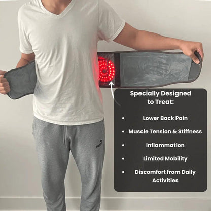 Zorelie thermal massage belt for back pain with red heating pads relieving lower back pain and muscle tension