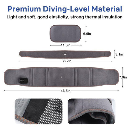 Zorelie thermal massage belt for back pain in gray with premium diving-level material and adjustable length